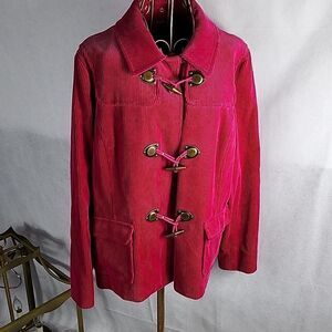 Corduroy Toggle Jacket  Lined Brass Toggle Close Barbie Preppy